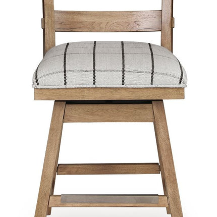 Ridgester - Upholstered Swivel Barstool (Set of 2) - Light Brown