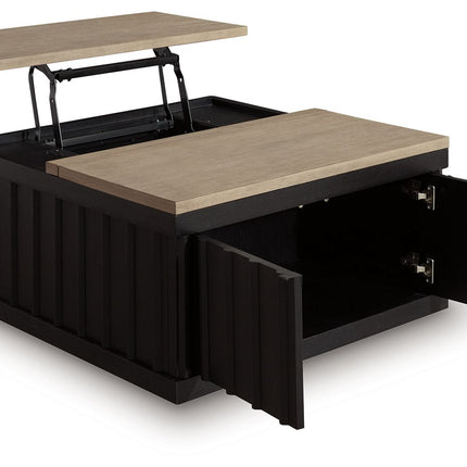 Rylandyn - Lift Top Cocktail Table - Black / Light Brown