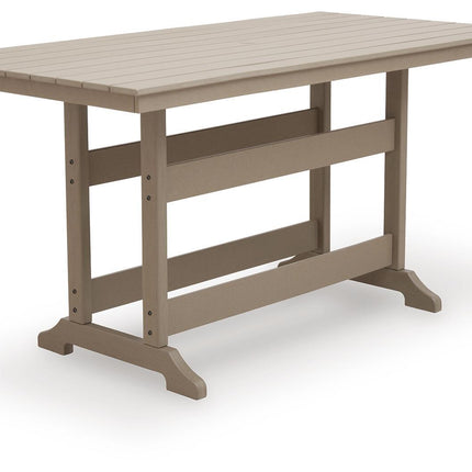 Seacliff Beach - Rectangular Counter Height Dining Table With Umbrella Option - Medium Brown