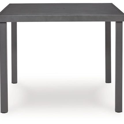 Rocky Creek - Square Dining Table With Umbrella Option - Gray