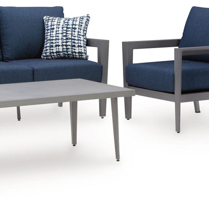 Gali - Sofa / Chairs / Table Set (Set of 4) - Gray / Blue