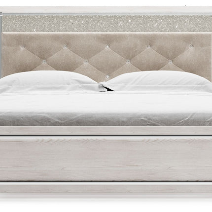 Altyra - King Panel Bed With Upholstered Headboard - White