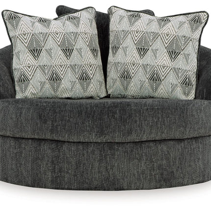 Biddeford - Oversized Swivel Accent Chair - Shadow