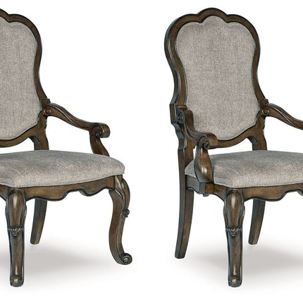 Maylee - Dining Upholstered Arm Chair (Set of 2) - Dark Brown