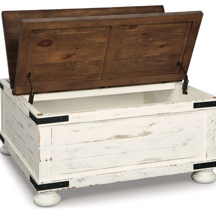 Wystfield - Cocktail Table with Storage - White / Brown