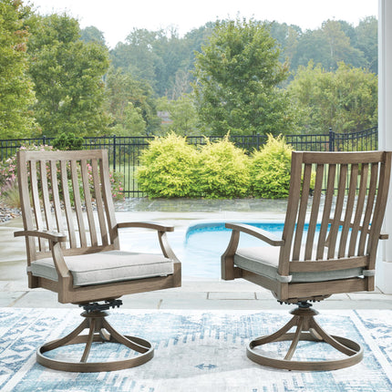Rainier Ranch - Swivel Chair With Cushion (Set of 2) - Brown / Beige
