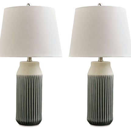 Afener - Ceramic Table Lamp (Set of 2) - Blue / Beige