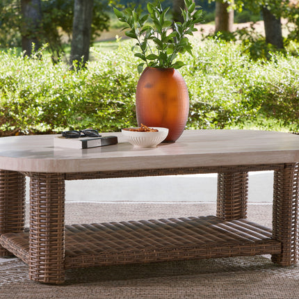 Dolan Creek - Rectangular Cocktail Table - Beige / Brown