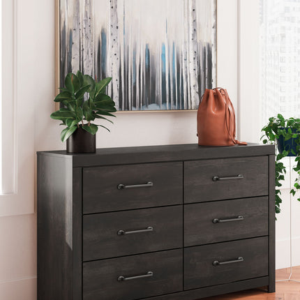 Hollivern - Six Drawer Dresser - Dark Gray