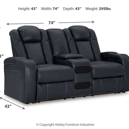 Fyne-dyme - Power Reclining Loveseat With Console/Adj Hdrst