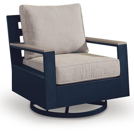 East Beach - Swivel Glider Chair With Cushion - Blue