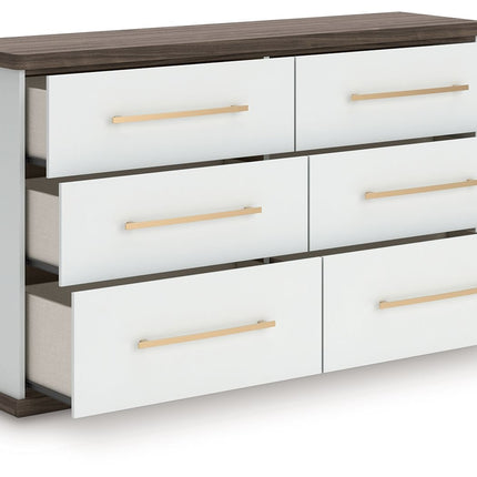 Kendanport - 3 Pc. - Dresser And 2 Nightstands - Brown / White
