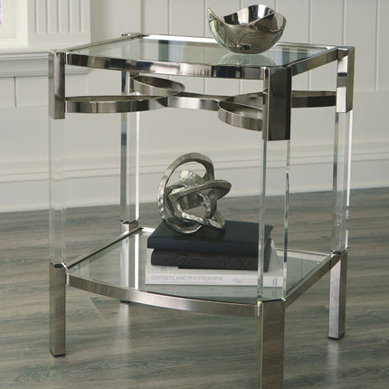 Chaseton - Accent Table - Clear / Silver Finish