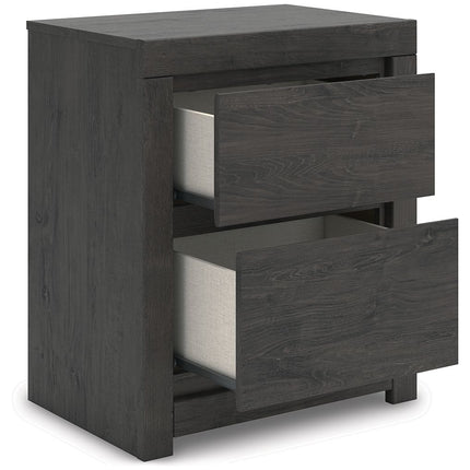 Fraluna - Two Drawer Night Stand - Charcoal