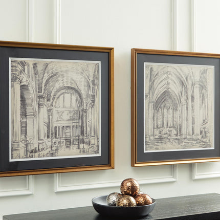 Downyard - Wall Art Set (Set of 2) - Black / Beige