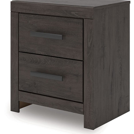 Prendonea - Two Drawer Night Stand - Charcoal