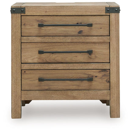 Ridgester - Three Drawer Night Stand - Light Brown