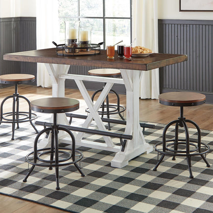 Valebeck - Rectangular Dining Room Counter Table - White / Brown