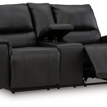 Glossmore - Reclining Loveseat With Console - Black