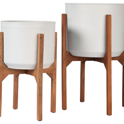 Dorcey - Planter Set (Set of 2) - White / Brown