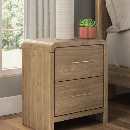 Gramburg - Two Drawer Night Stand - Warm Natural Brown
