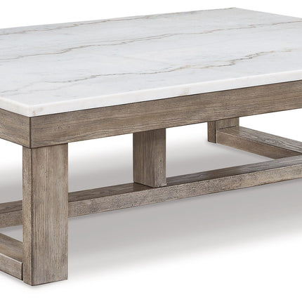 Loyaska - Rectangular Cocktail Table - Brown / Ivory