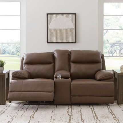 Vonryan - Power Reclining Loveseat With Console / Adj Headrest - Tobacco