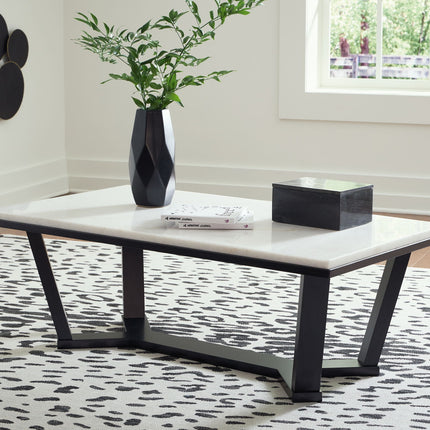 Fostead - Rectangular Cocktail Table - White / Espresso