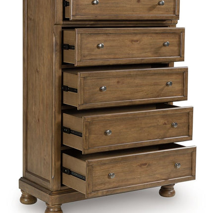 Feddinger - Five Drawer Chest - Medium Brown