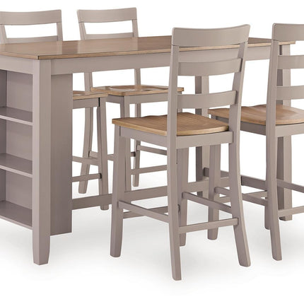 Harperfeld - 5 Pc. - Dining Table And 4 Barstools - Natural / Gray