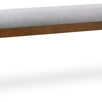 Lyncott - Large Upholstered Dining Room Bench - Gray / Brown