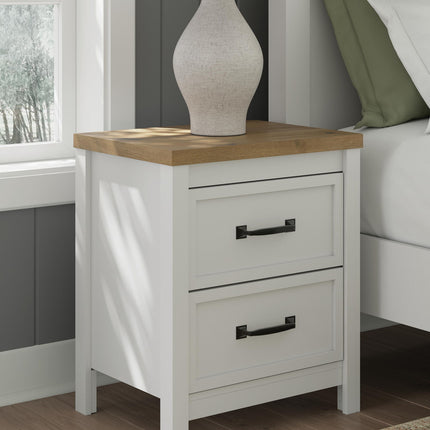 Kerisden - Two Drawer Night Stand - White / Brown