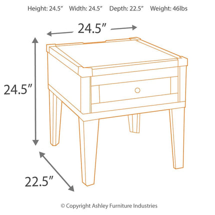 Todoe - Rectangular End Table - Dark Gray