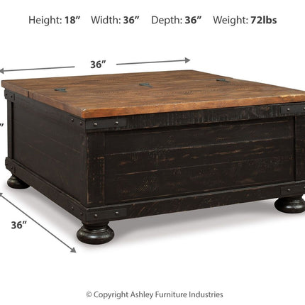 Valebeck - Lift Top Cocktail Table - Black / Brown