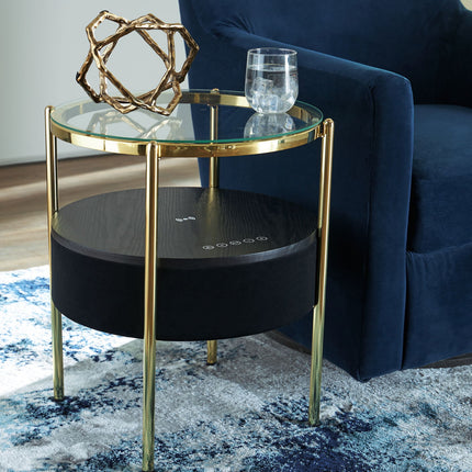 Nedman - Accent Table With Speaker - Black / Gold Finish