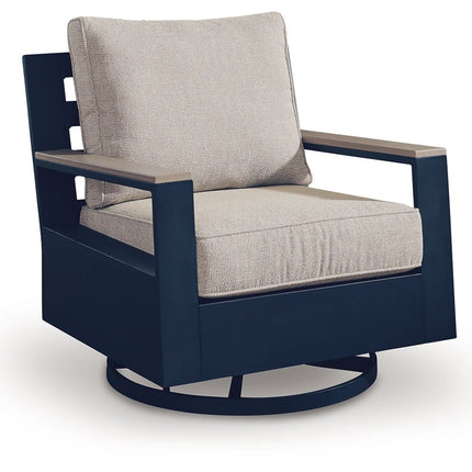 East Beach - Swivel Glider Chair With Cushion - Blue