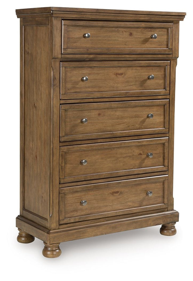 Feddinger - Five Drawer Chest - Medium Brown