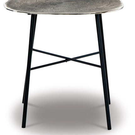 Laverford - Round End Table - Chrome / Black