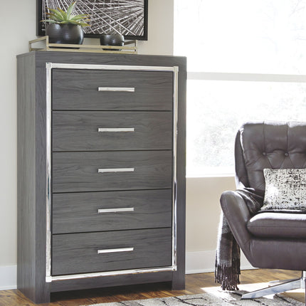 Lodanna - Five Drawer Chest - Gray