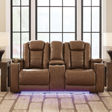 Gruaro - Power Reclining Loveseat With Console / Adjustable Headrest - Amber