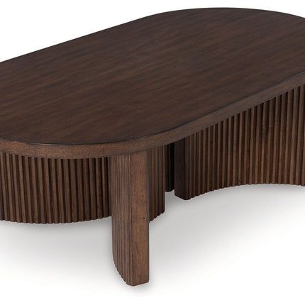 Korestone - Oval Cocktail Table - Dark Brown