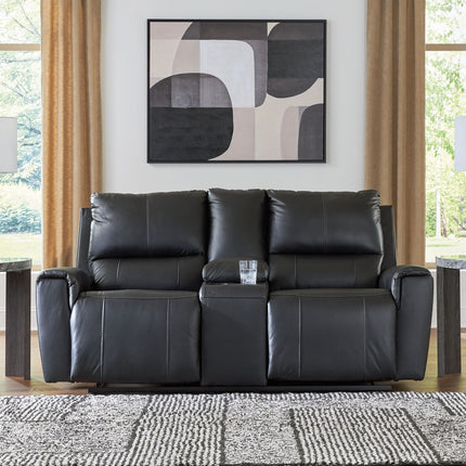 Glossmore - Reclining Loveseat With Console - Black