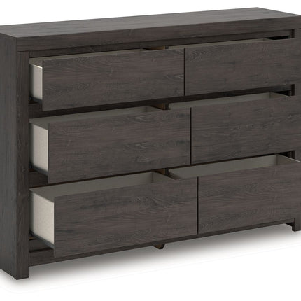Fraluna - Six Drawer Dresser - Charcoal