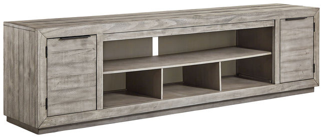 Naydell - XL TV Stand w/Fireplace Option - Gray