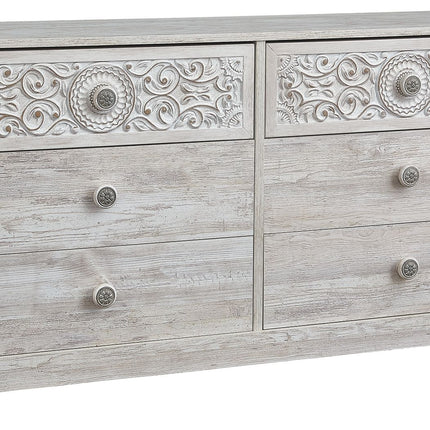 Paxberry - Six Drawer Dresser - Vinyl-Wrapped - Whitewash
