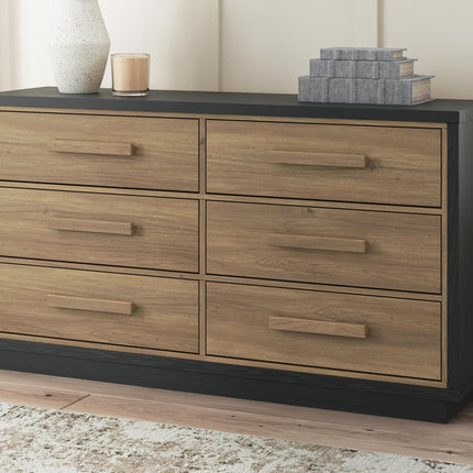 Kozmour - Six Drawer Dresser - Black / Brown