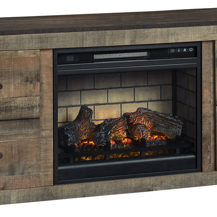 Trinell - TV Stand With Electric Fireplace - Brown