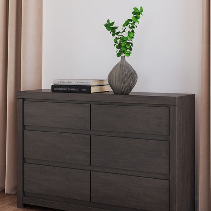 Fraluna - Six Drawer Dresser - Charcoal