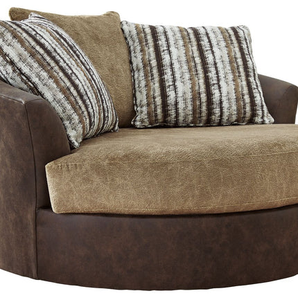Alesbury - Oversized Swivel Accent Chair - Chocolate