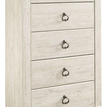 Willowton - Five Drawer Chest - Brown / Beige / White